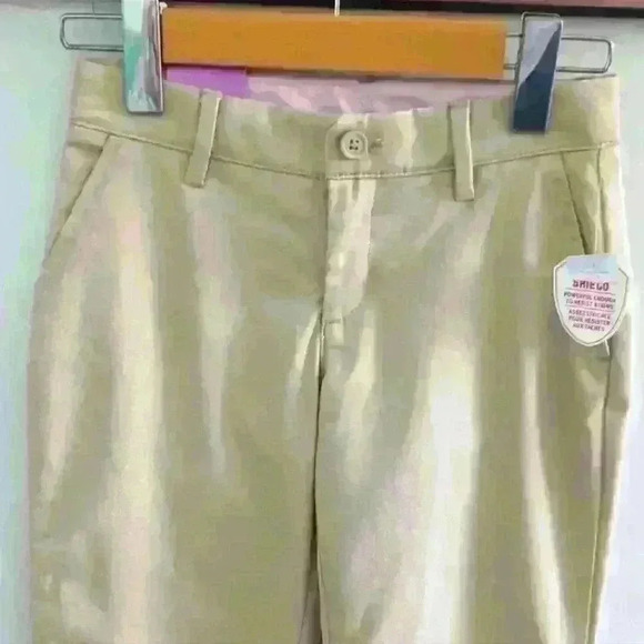 GAP  | Girl's Beige Chino Straight Leg Mid Rise Unform Pants - Picture 2 of 4